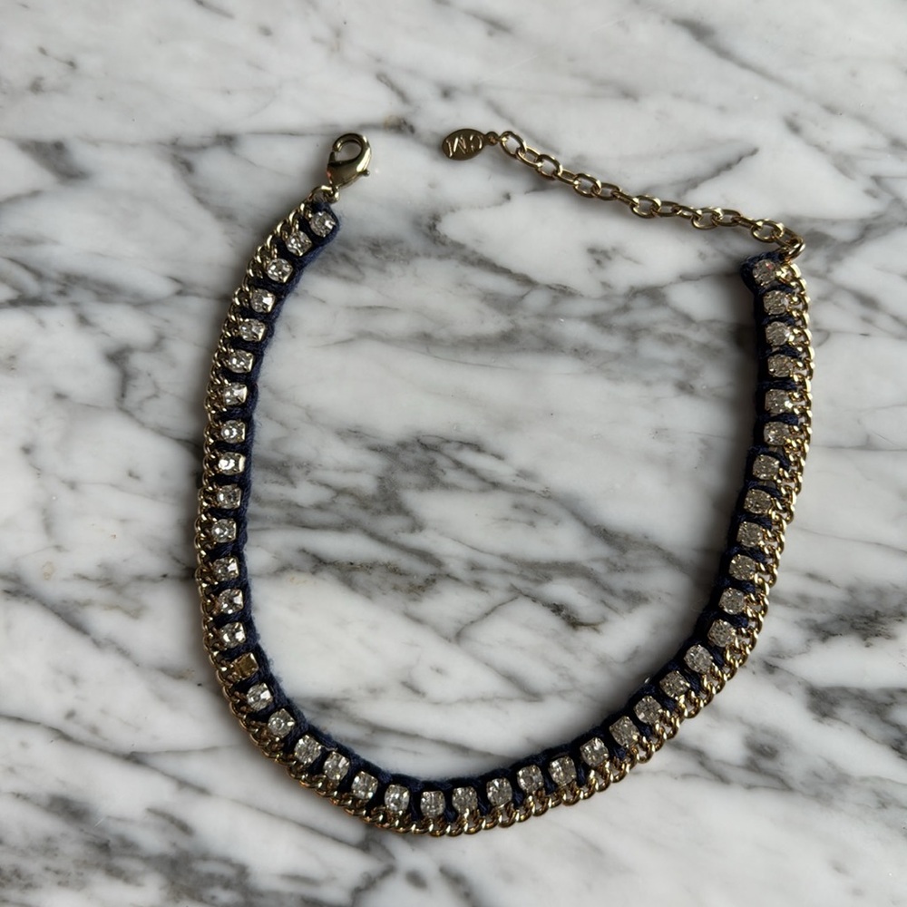 Club Monaco gold chain and rhinestone bracelet or choker